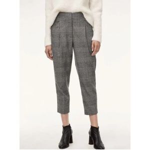 Aritzia Wilfred Chambery Check Plaid Wool Cashmere Cropped Trouser Pant Size 0